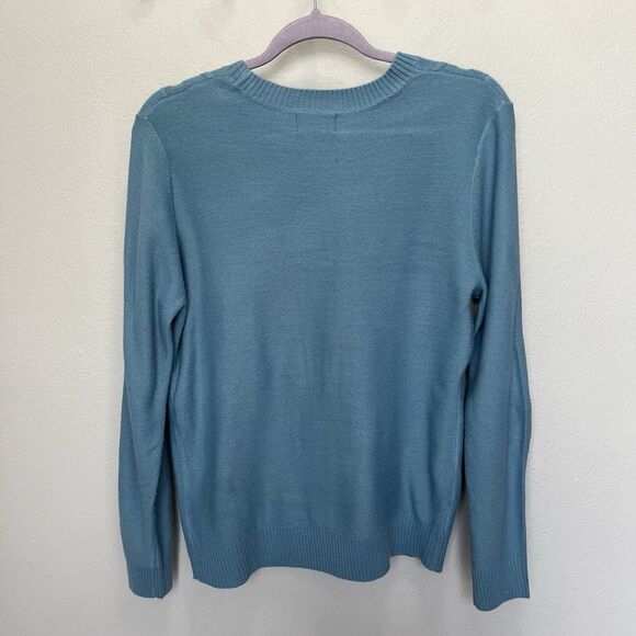 Laura Scott | Light Blue Cable Knit Women’s Sweater Medium Diamond Academia - Picture 5 of 5